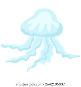 A jellyfish isolated on a transparent background.Vector illustration of a marine animal.
