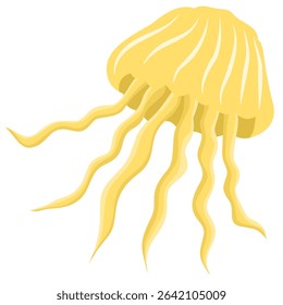 A jellyfish isolated on a transparent background.Vector illustration of a marine animal.
