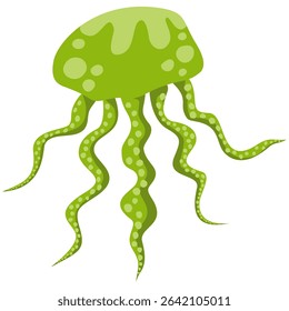 A jellyfish isolated on a transparent background.Vector illustration of a marine animal.
