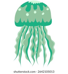 A jellyfish isolated on a transparent background.Vector illustration of a marine animal.
