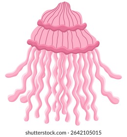 A jellyfish isolated on a transparent background.Vector illustration of a marine animal.

