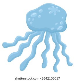 A jellyfish isolated on a transparent background.Vector illustration of a marine animal.
