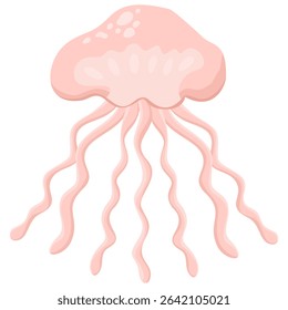 A jellyfish isolated on a transparent background.Vector illustration of a marine animal.
