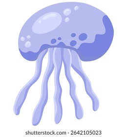 A jellyfish isolated on a transparent background.Vector illustration of a marine animal.
