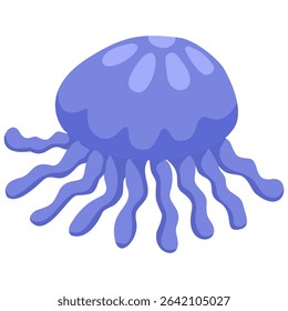 A jellyfish isolated on a transparent background.Vector illustration of a marine animal.
