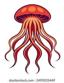 Jellyfish isolated on white. Cartoon style vector illustration.