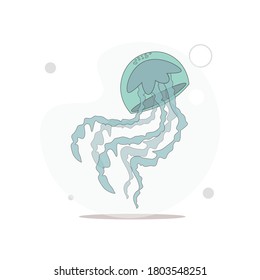 Jellyfish isolated vector flat illustration on white background