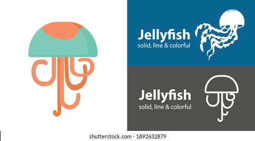 Jellyfish isolated vector icon. sea line solid flat icon