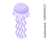Jellyfish isometric icon - hand drawn vector illustration. 