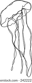Jellyfish Line Art | Continuous Line Sea Creature Design | Vector Illustration