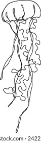 Jellyfish Line Art | Continuous Line Sea Creature Design | Vector Illustration