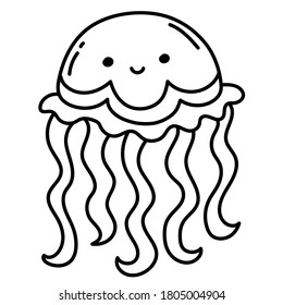 Jellyfish line art design cartoon