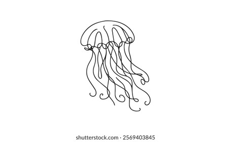 jellyfish line art isolated on white