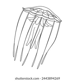 Jellyfish line art vector illustration. Black and white outline Jellyfish Coloring page for kids and adults. Page for relaxation and meditation. Vector illustration