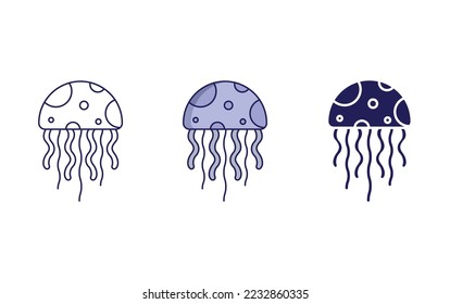 Jellyfish line and glyph icon, vector illustration