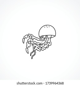 Jellyfish line icon. Jellyfish isolated line icon