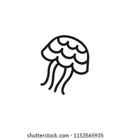 Jellyfish line icon. Medusa, marine food, shellfish. Seafood concept. Can be used for topics like ocean, wildlife, reef