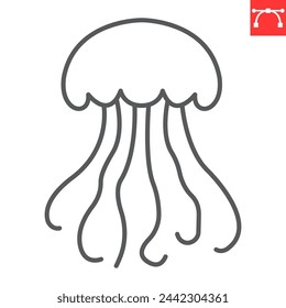 Jellyfish line icon, seafood and fish, medusa vector icon, vector graphics, editable stroke outline sign, eps 10.