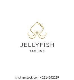 Jellyfish line logo design vector illustration