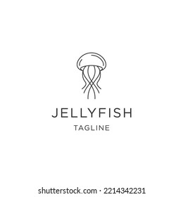 Jellyfish line logo design vector illustration