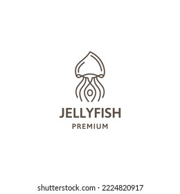 Jellyfish line logo design vector illustration