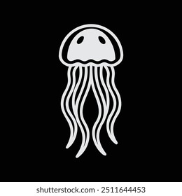 Estilo linha medusa simples minimalista mascote personagem desenho animado logotipo moderno ícone vetor ilustração silhueta design para impressão de camiseta logotipo