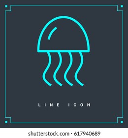 jellyfish line vector icon