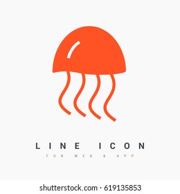 jellyfish line vector icon