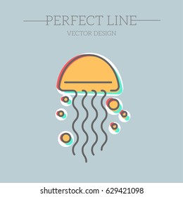 jellyfish line vector icon