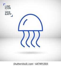 jellyfish line vector icon
