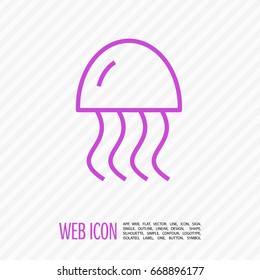 jellyfish line vector icon