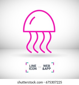 jellyfish line vector icon