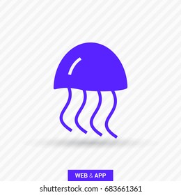 jellyfish line vector icon