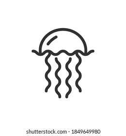 jellyfish, linear icon. Editable stroke