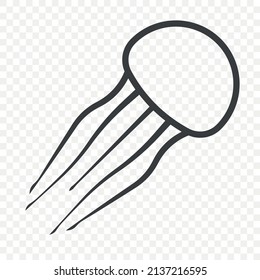 Jellyfish linear icon. A simple linear image of a marine life. Vector on a transparent png background.