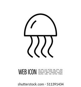 jellyfish linear vector icon for websites and mobile minimalistic flat design.