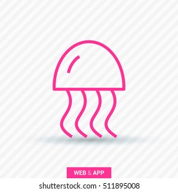 jellyfish linear vector icon for websites and mobile minimalistic flat design.