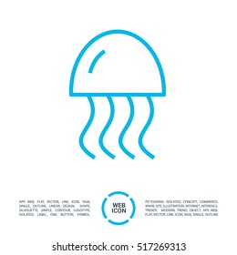 jellyfish linear vector icon for websites and mobile minimalistic flat design.