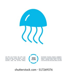 jellyfish linear vector icon for websites and mobile minimalistic flat design.