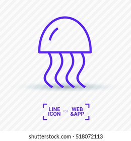 jellyfish linear vector icon for websites and mobile minimalistic flat design.