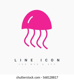 jellyfish linear vector icon for websites and mobile minimalistic flat design.