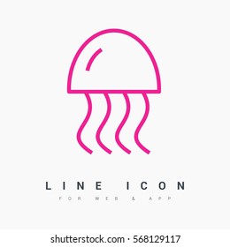 jellyfish linear vector icon for websites and mobile minimalistic flat design.