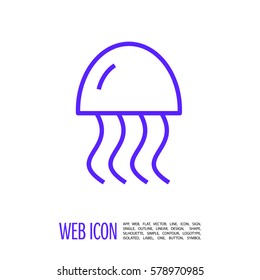 jellyfish linear vector icon for websites and mobile minimalistic flat design.