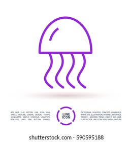 jellyfish linear vector icon for websites and mobile minimalistic flat design.