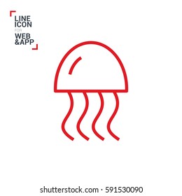 jellyfish linear vector icon for websites and mobile minimalistic flat design.