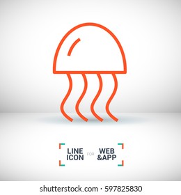 jellyfish linear vector icon for websites and mobile minimalistic flat design.