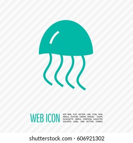 jellyfish linear vector icon for websites and mobile minimalistic flat design.