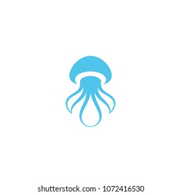 Jellyfish. Logo. Blue jellyfish on white background