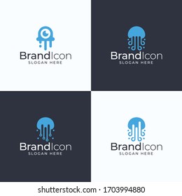 Jellyfish logo design bundle that contain 4 logo design