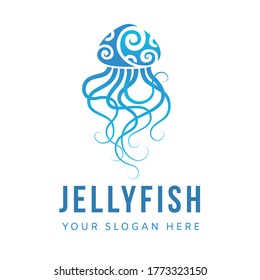 Jellyfish logo graphic design concept. Editable sea jellyfish element, can be used as logotype, icon, template in web and print	
